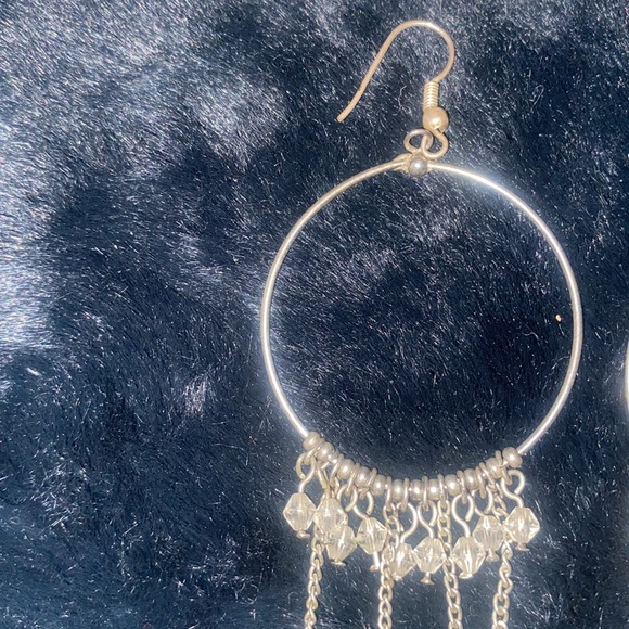 Dangle hoop earrings silver tone - Picture 3 of 5